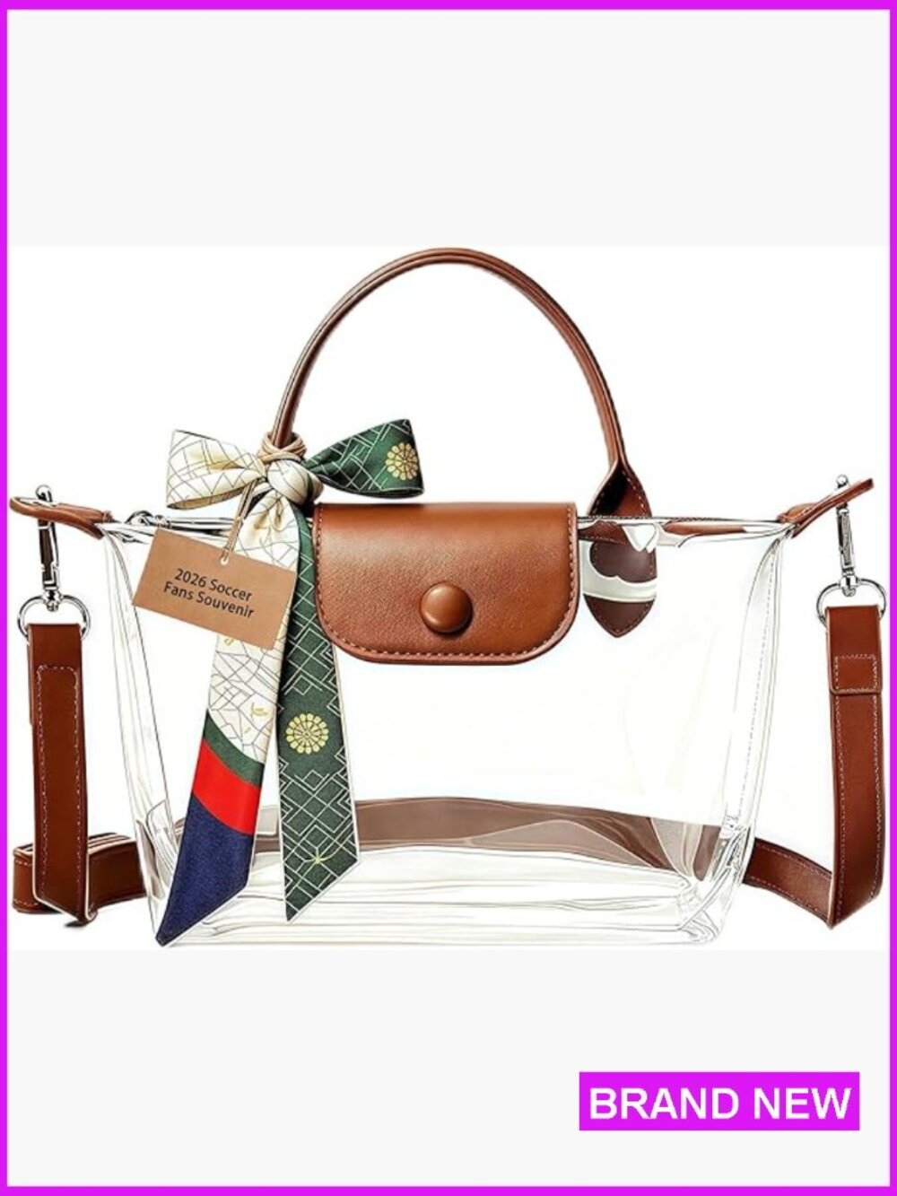 Clear Crossbody Bag Stadium Approved Concerts Sports Events with Scarf